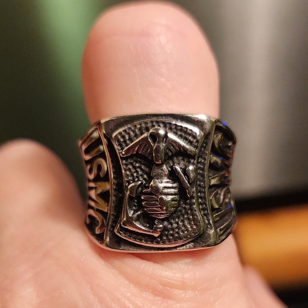 New Stainless Steel United States Marine Corps Ring Size 13.  I Have Other USMC